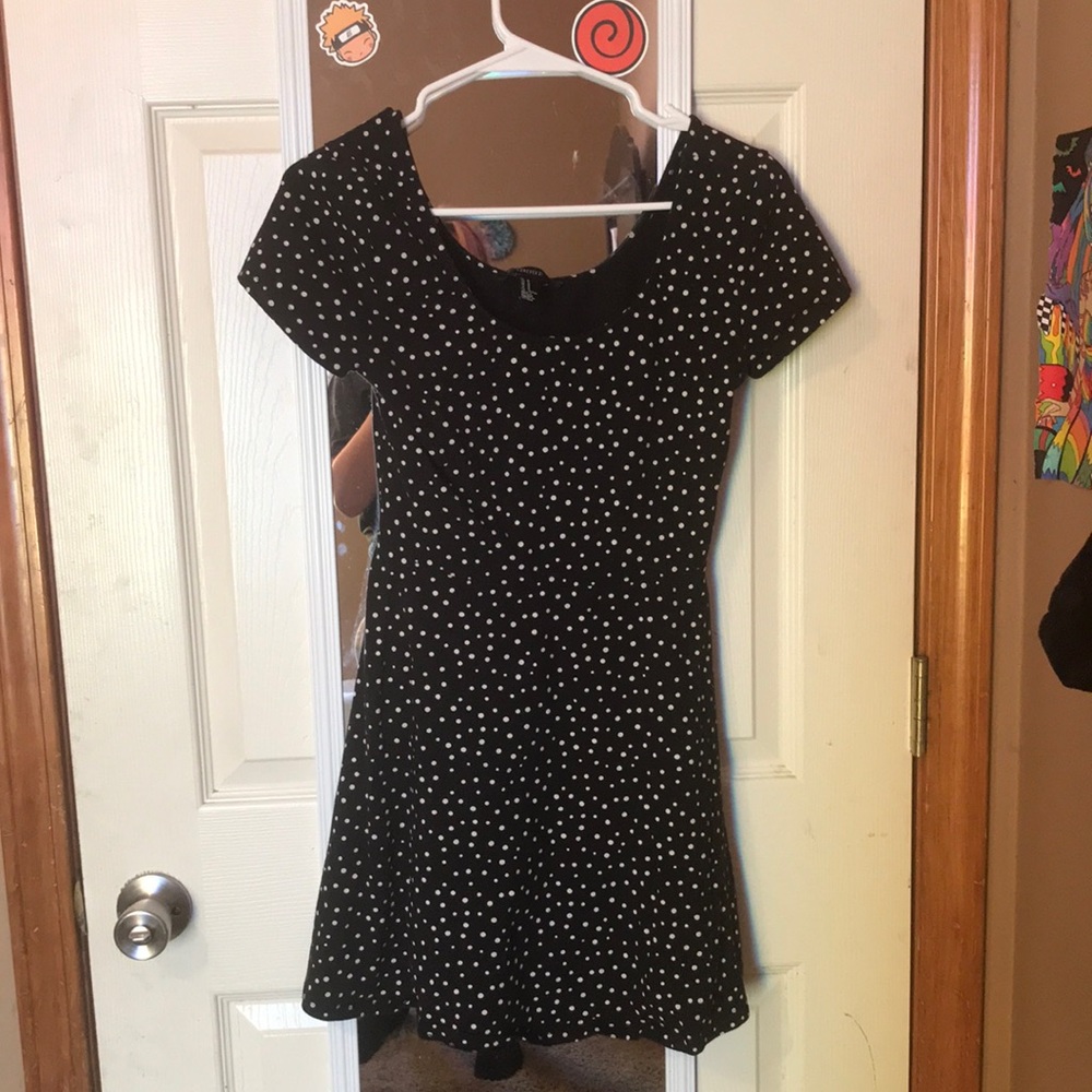 Black and white polka dot dress
